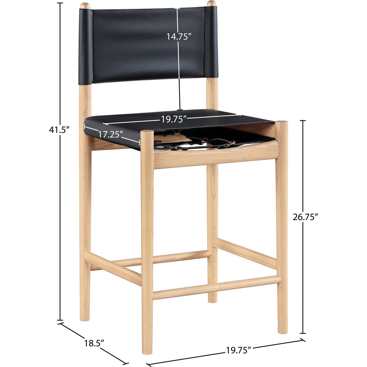 Rawlins Black Vegan Leather Upholstered Counter Stool Set of 2