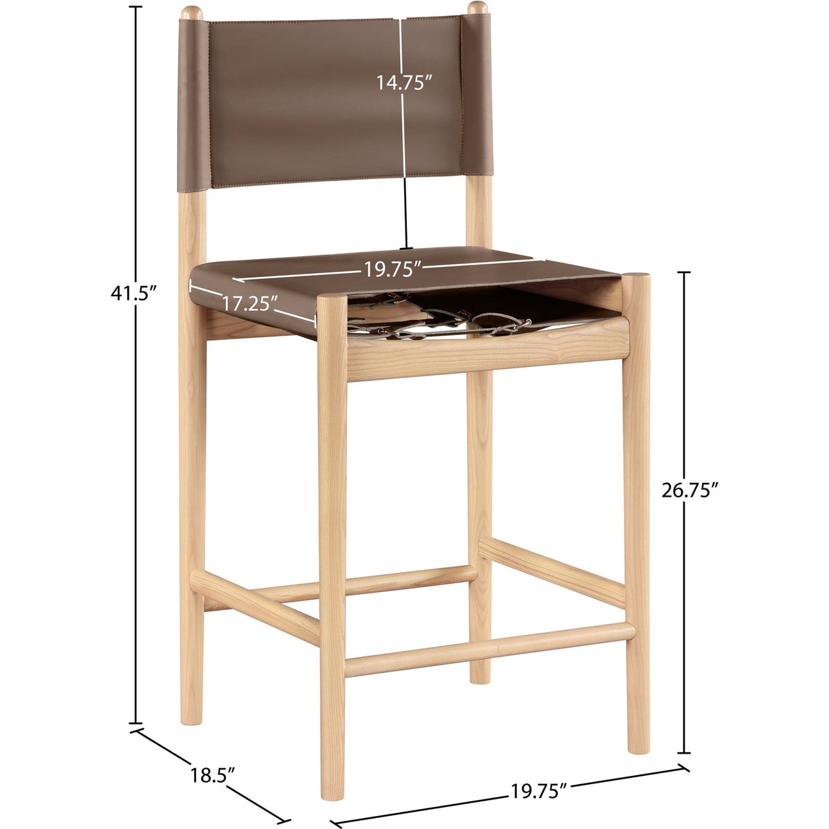 Rawlins Brown Vegan Leather Upholstered Counter Stool Set of 2