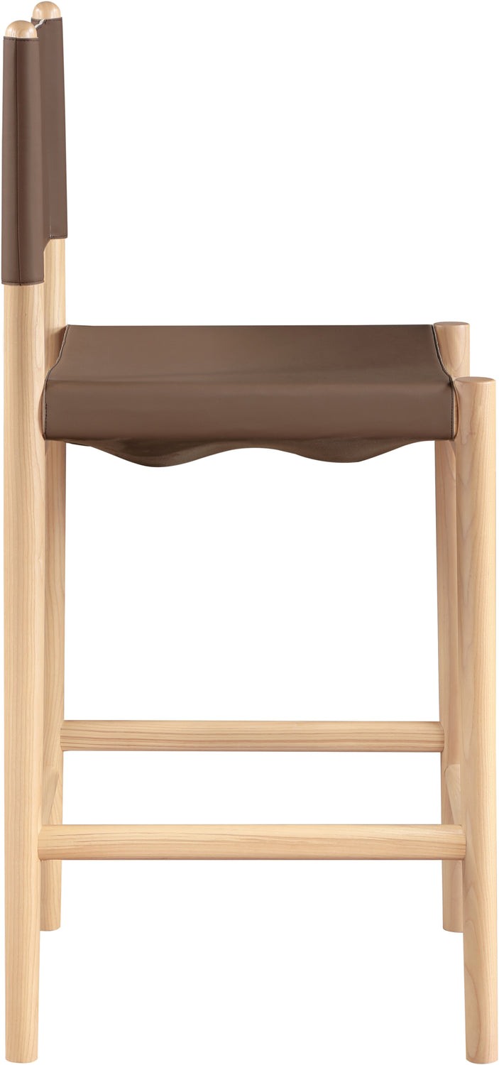 Rawlins Brown Vegan Leather Upholstered Counter Stool Set of 2