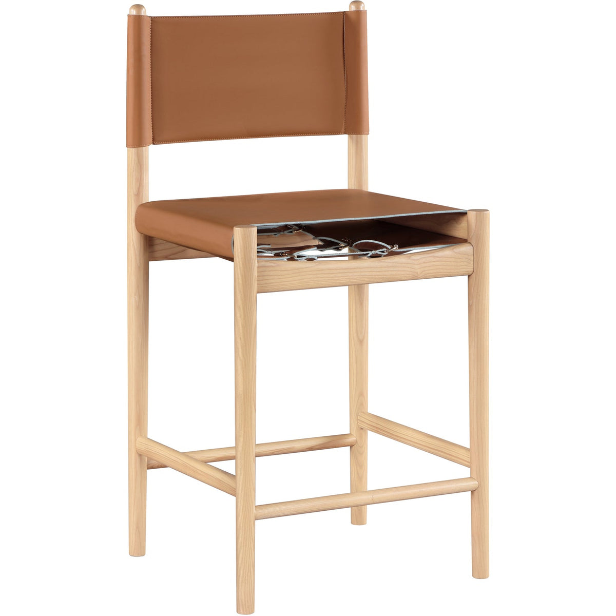 Rawlins Cognac Vegan Leather Upholstered Counter Stool Set of 2