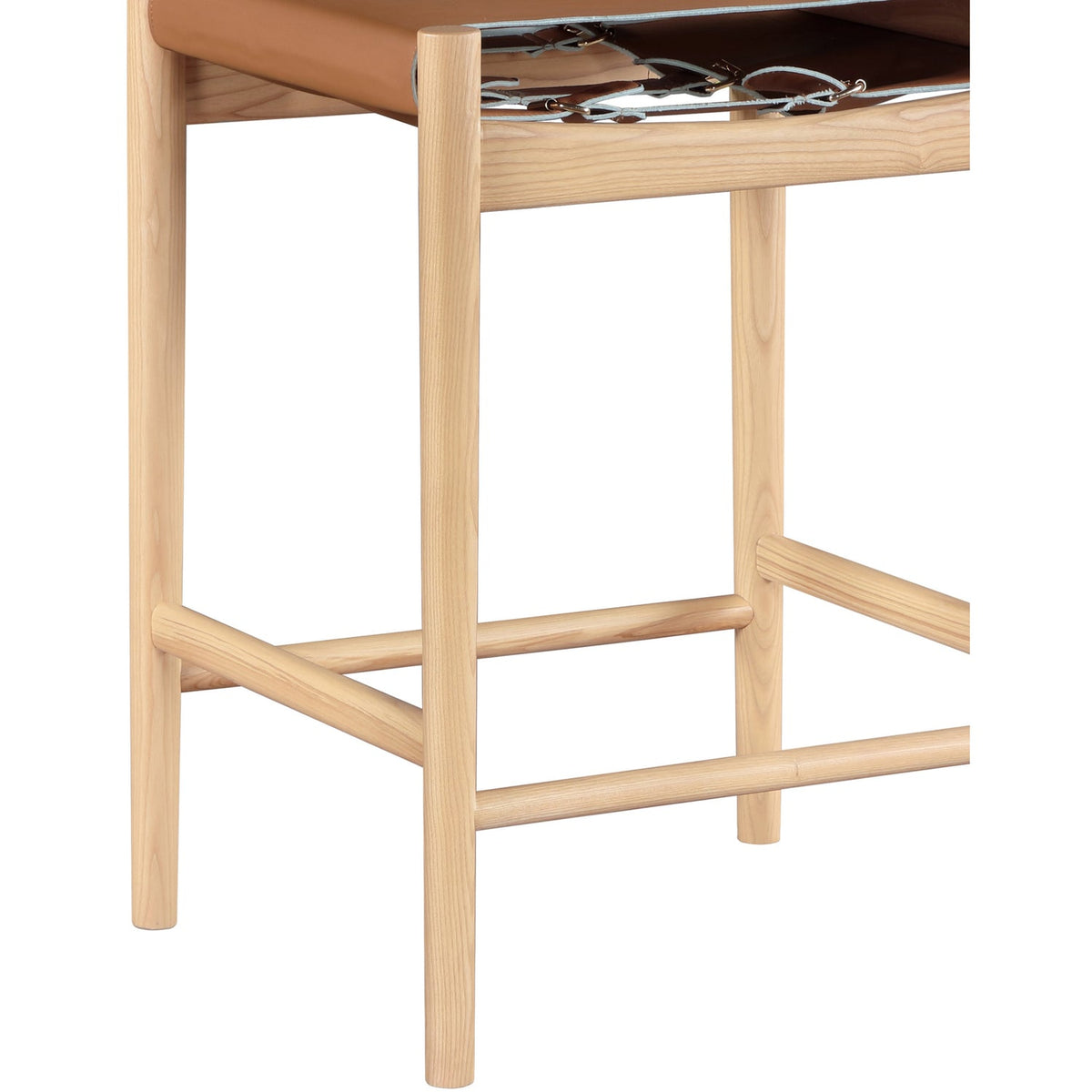 Rawlins Cognac Vegan Leather Upholstered Counter Stool Set of 2