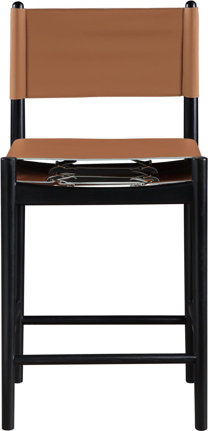 Rawlins Cognac Vegan Leather Upholstered Counter Stool Set of 2
