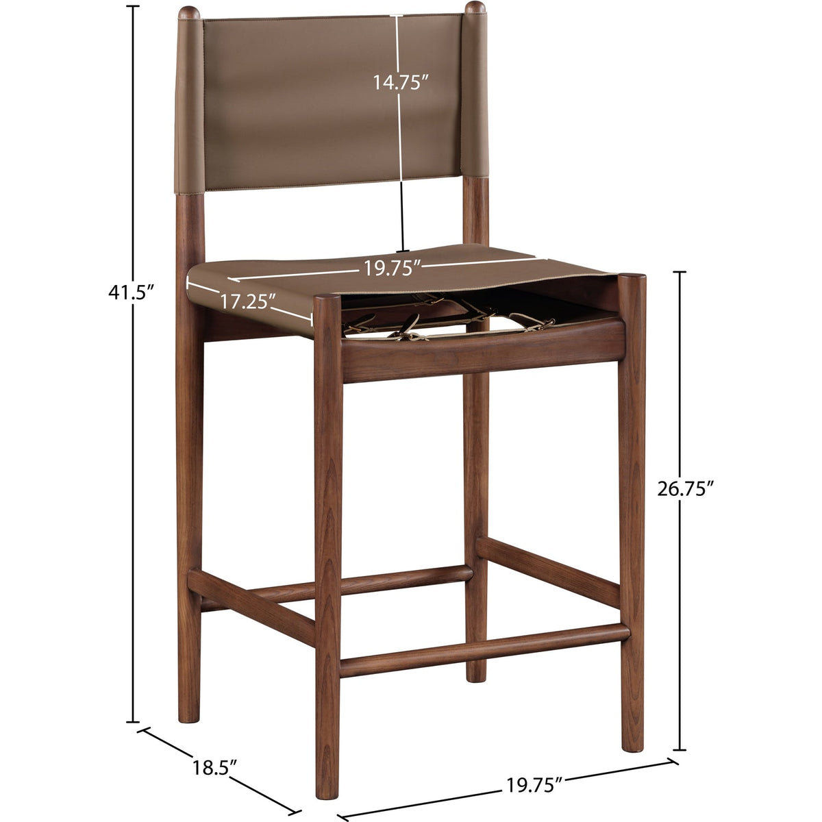 Rawlins Brown Vegan Leather Upholstered Counter Stool Set of 2