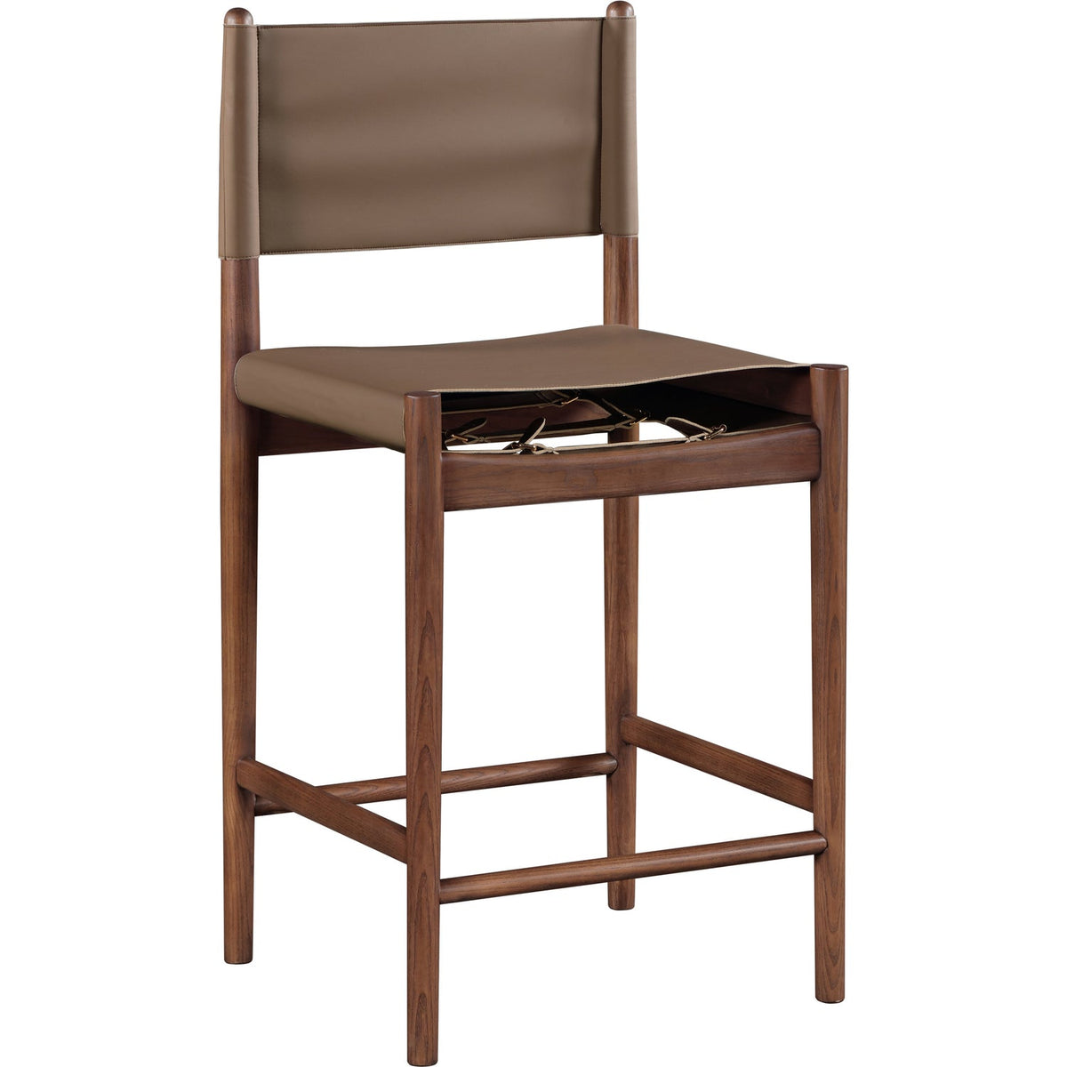 Rawlins Brown Vegan Leather Upholstered Counter Stool Set of 2