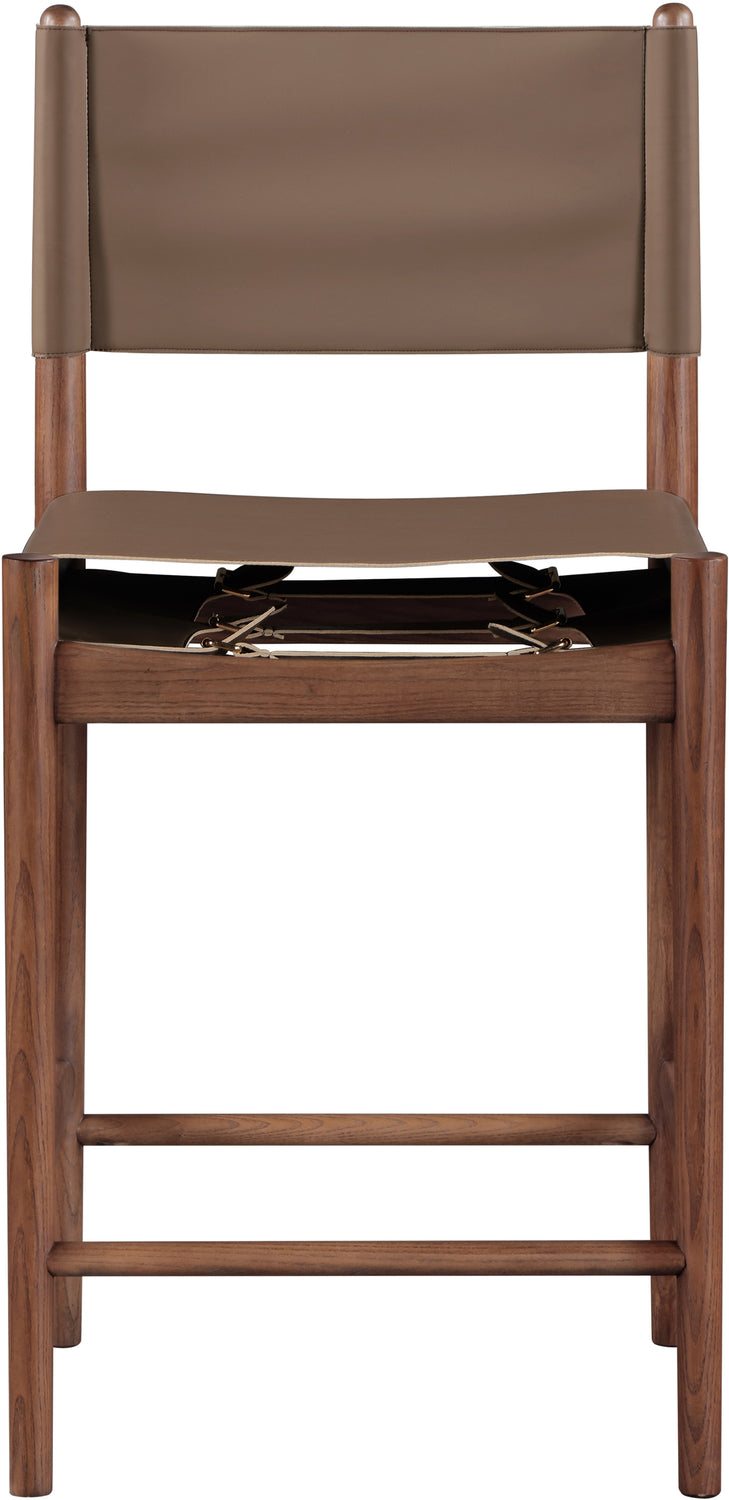 Rawlins Brown Vegan Leather Upholstered Counter Stool Set of 2