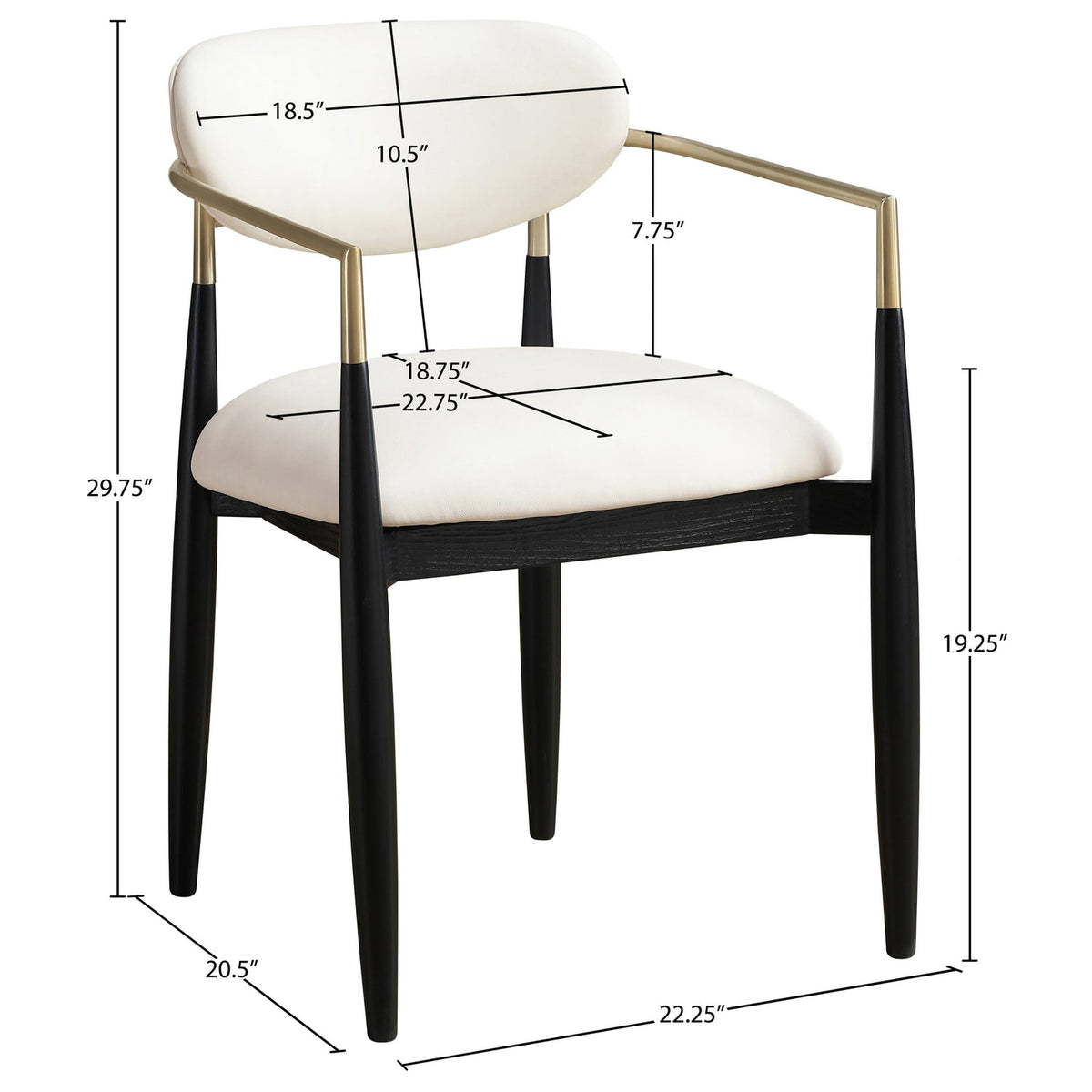 Riccio Cream Vegan Leather Upholstered Dining Arm Chair Set of 2