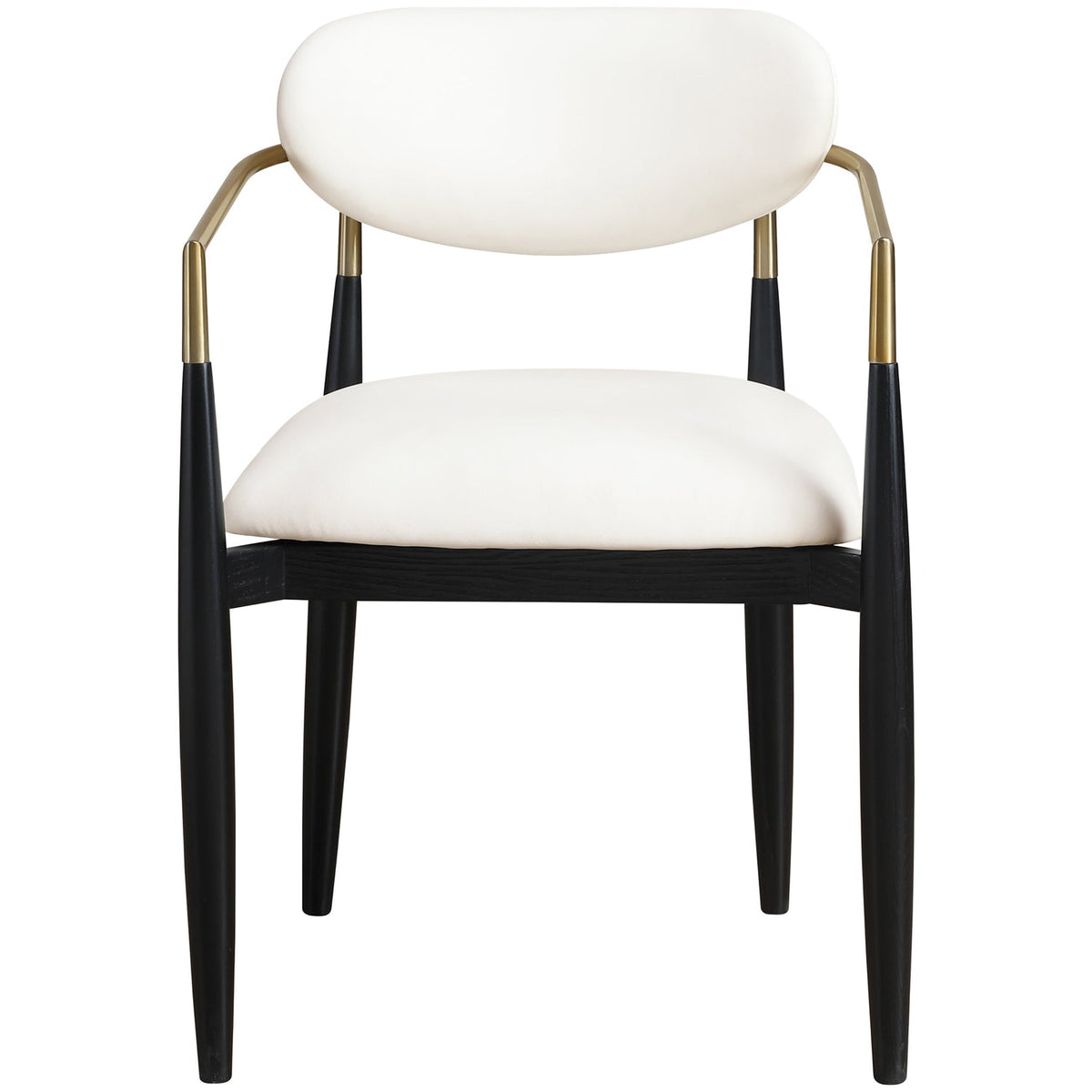 Riccio Cream Vegan Leather Upholstered Dining Arm Chair Set of 2