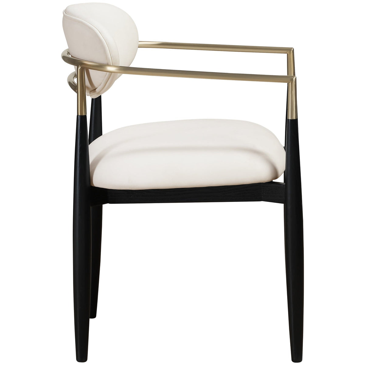 Riccio Cream Vegan Leather Upholstered Dining Arm Chair Set of 2