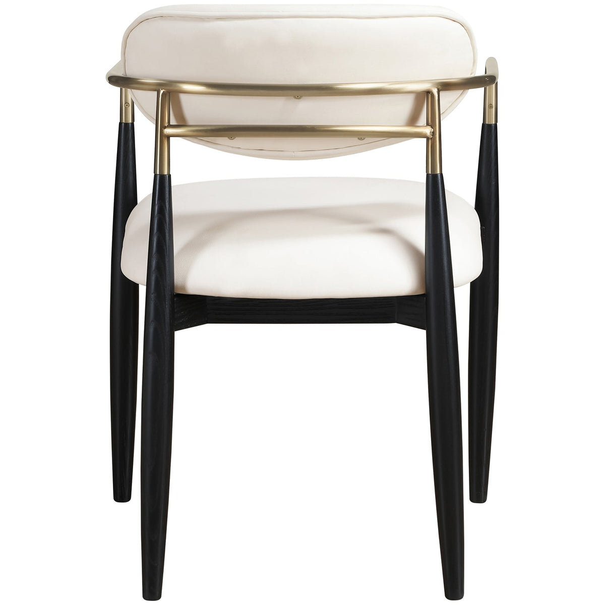 Riccio Cream Vegan Leather Upholstered Dining Arm Chair Set of 2