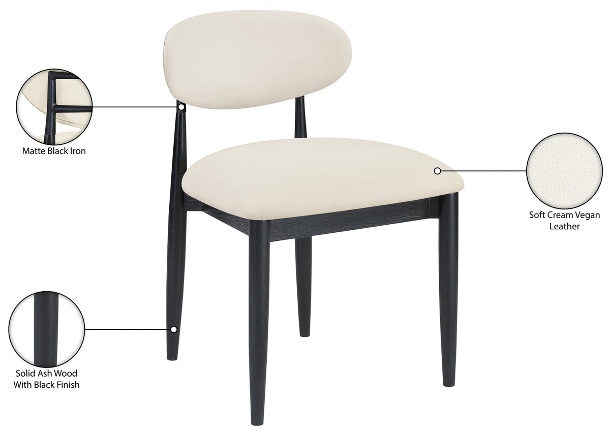 Riccio Cream Vegan Leather Upholstered Dining Side Chair Set of 2