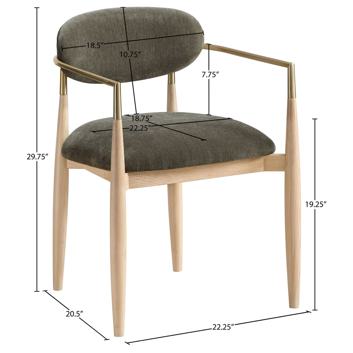 Riccio Brown Performance Fabric Upholstered Dining Arm Chair Set of 2