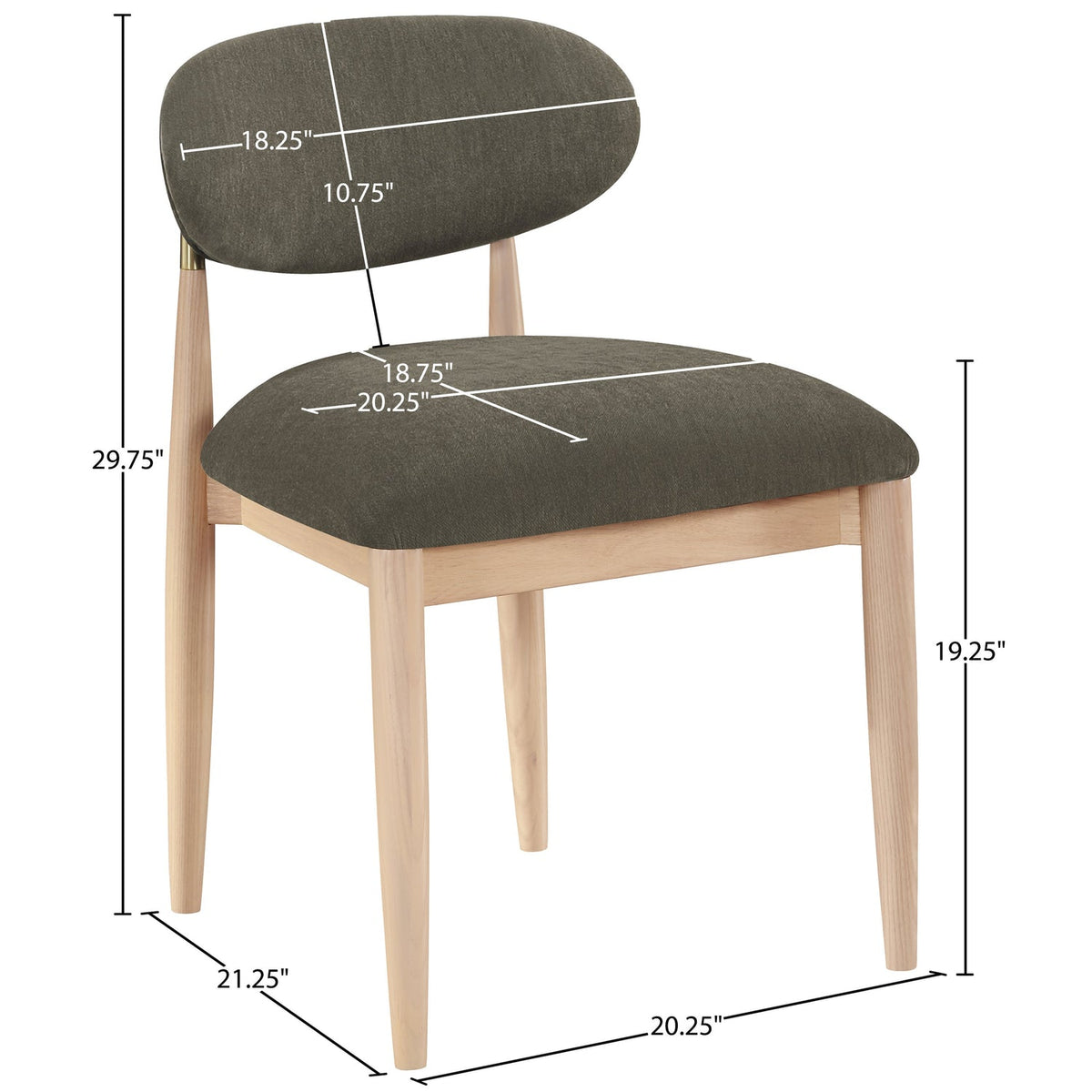 Riccio Brown Performance Fabric Upholstered Dining Side Chair Set of 2