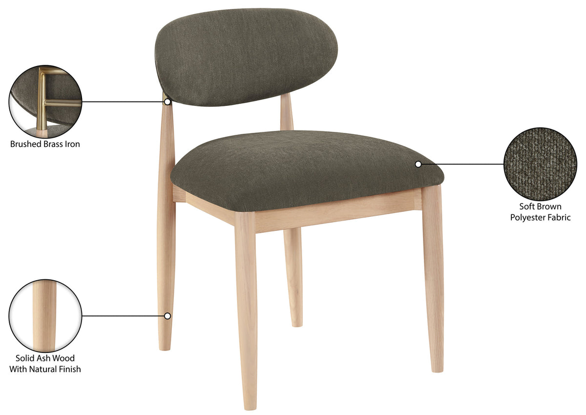 Riccio Brown Performance Fabric Upholstered Dining Side Chair Set of 2