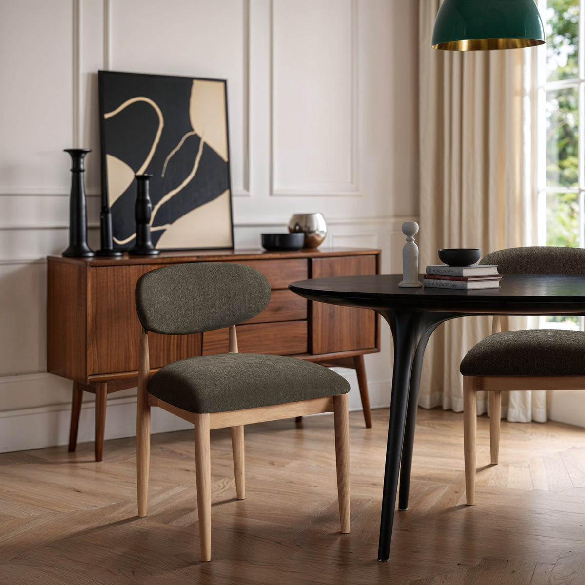 Riccio Brown Performance Fabric Upholstered Dining Side Chair Set of 2
