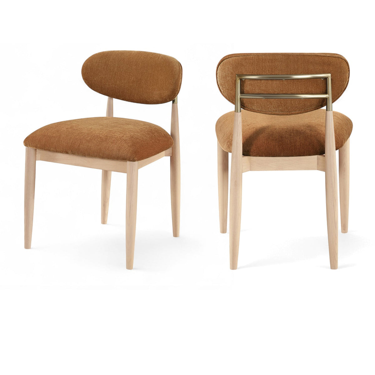 Riccio Cognac Performance Fabric Upholstered Dining Side Chair Set of 2