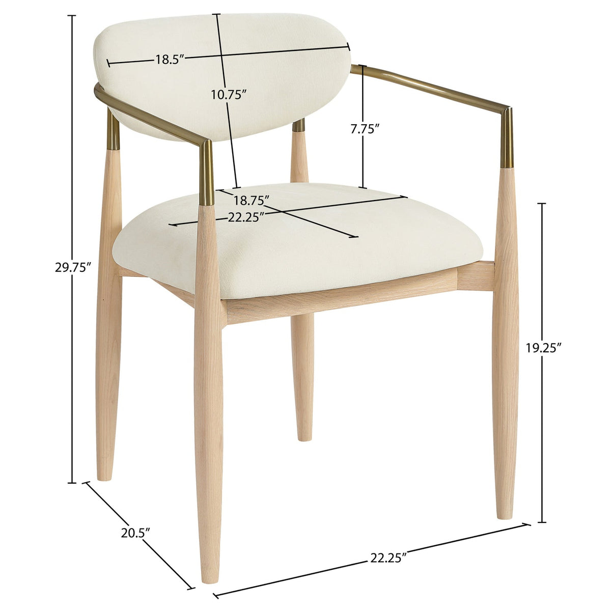 Riccio Cream Performance Fabric Upholstered Dining Arm Chair Set of 2