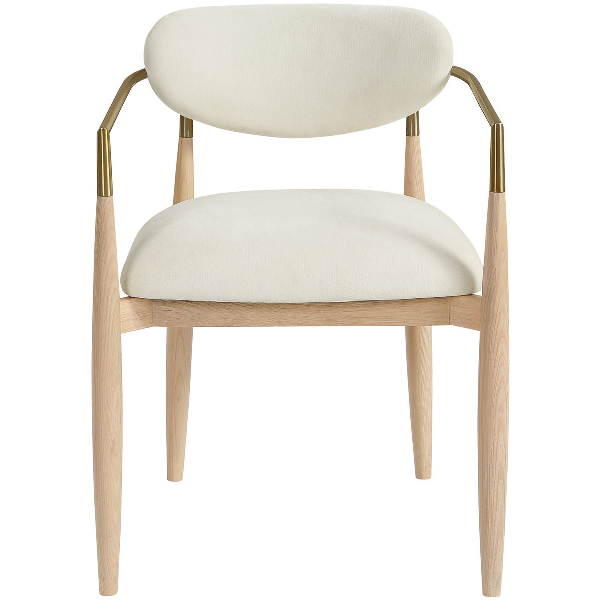 Riccio Cream Performance Fabric Upholstered Dining Arm Chair Set of 2