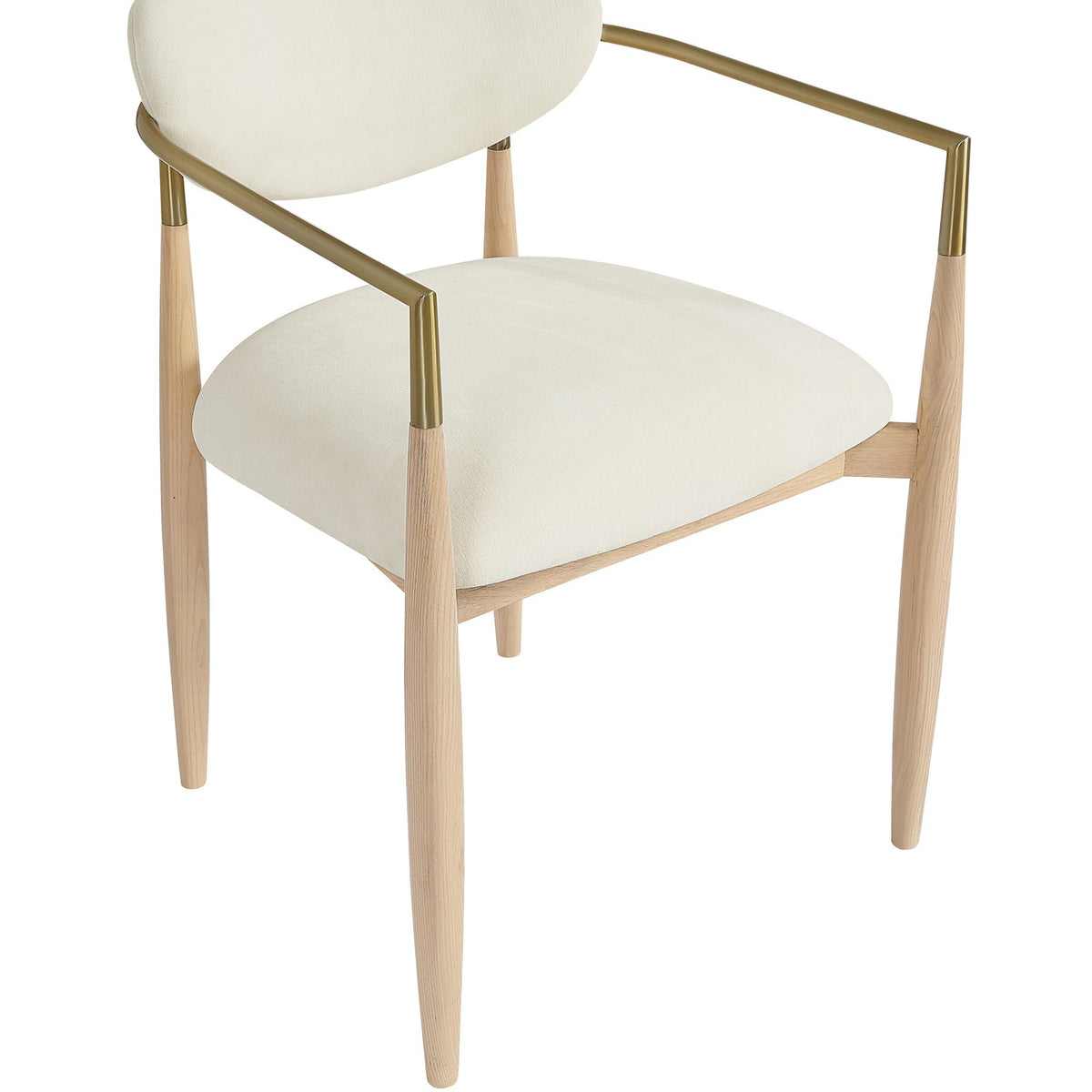 Riccio Cream Performance Fabric Upholstered Dining Arm Chair Set of 2