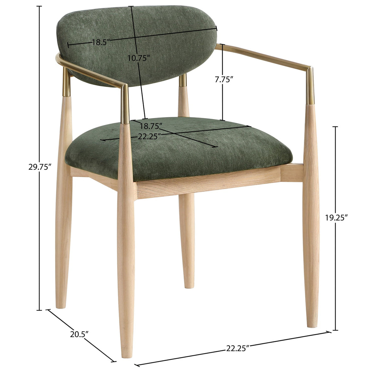 Riccio Olive Performance Fabric Upholstered Dining Arm Chair Set of 2