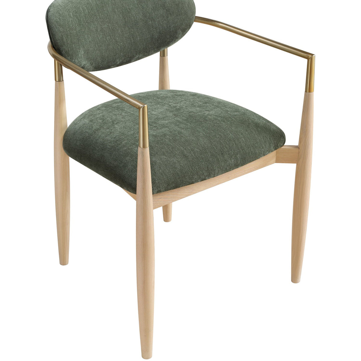 Riccio Olive Performance Fabric Upholstered Dining Arm Chair Set of 2