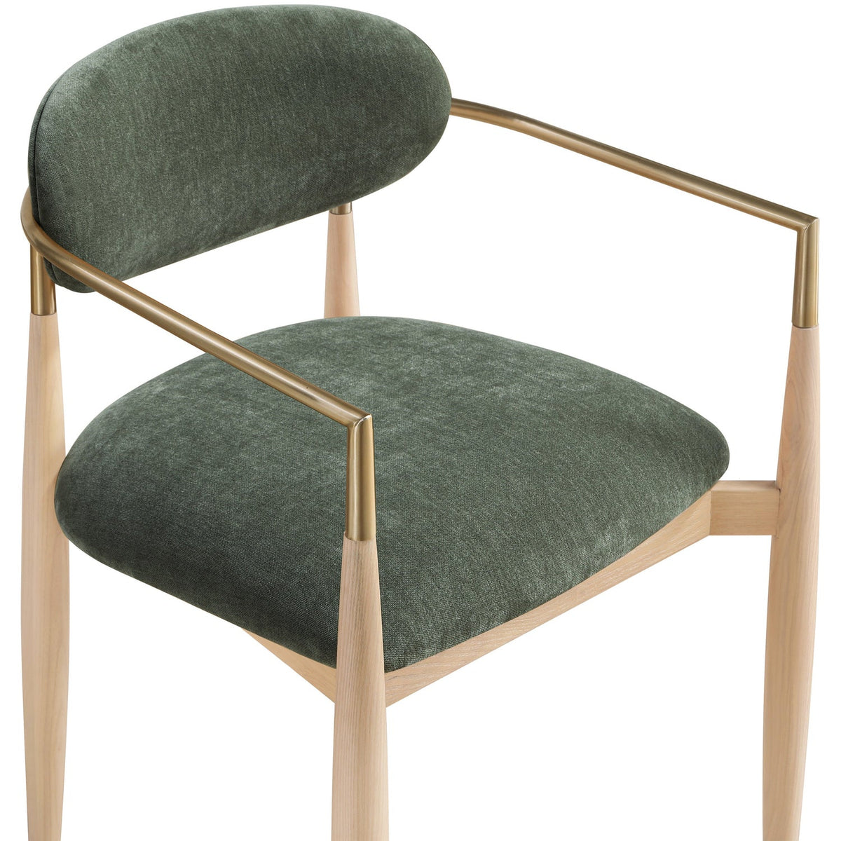 Riccio Olive Performance Fabric Upholstered Dining Arm Chair Set of 2