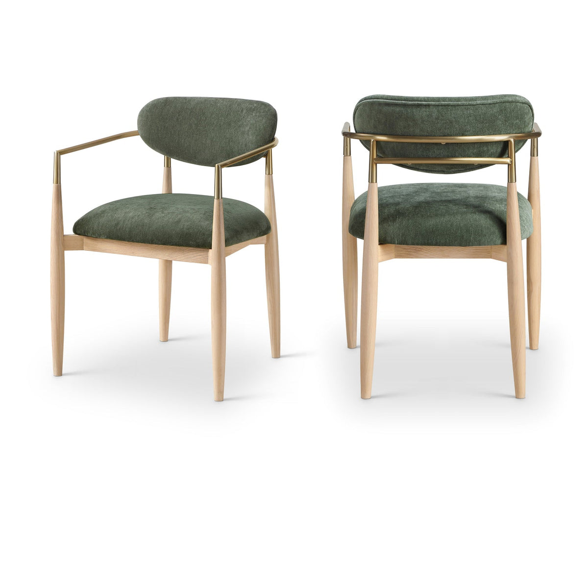 Riccio Olive Performance Fabric Upholstered Dining Arm Chair Set of 2