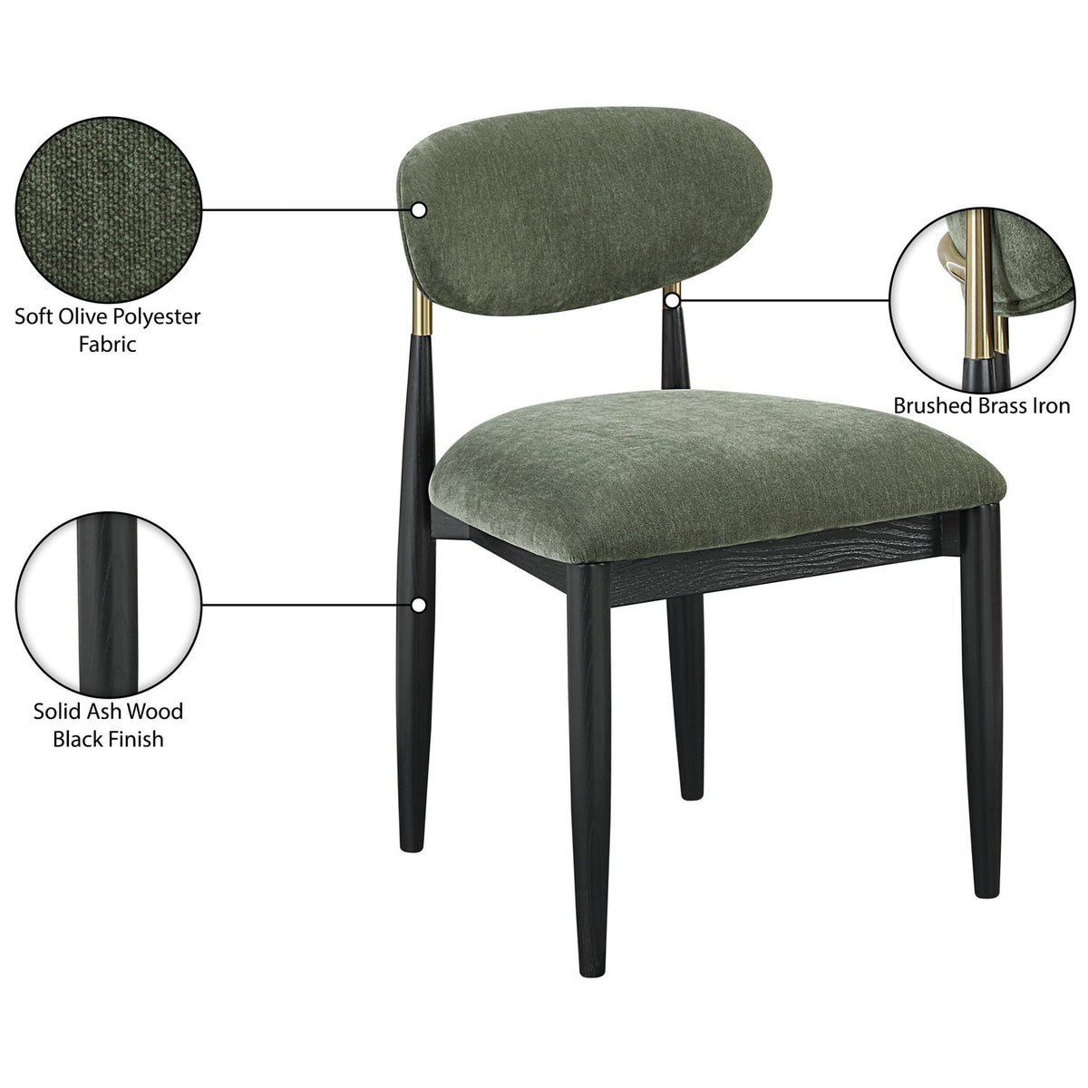 Riccio Olive Performance Fabric Upholstered Dining Side Chair Set of 2