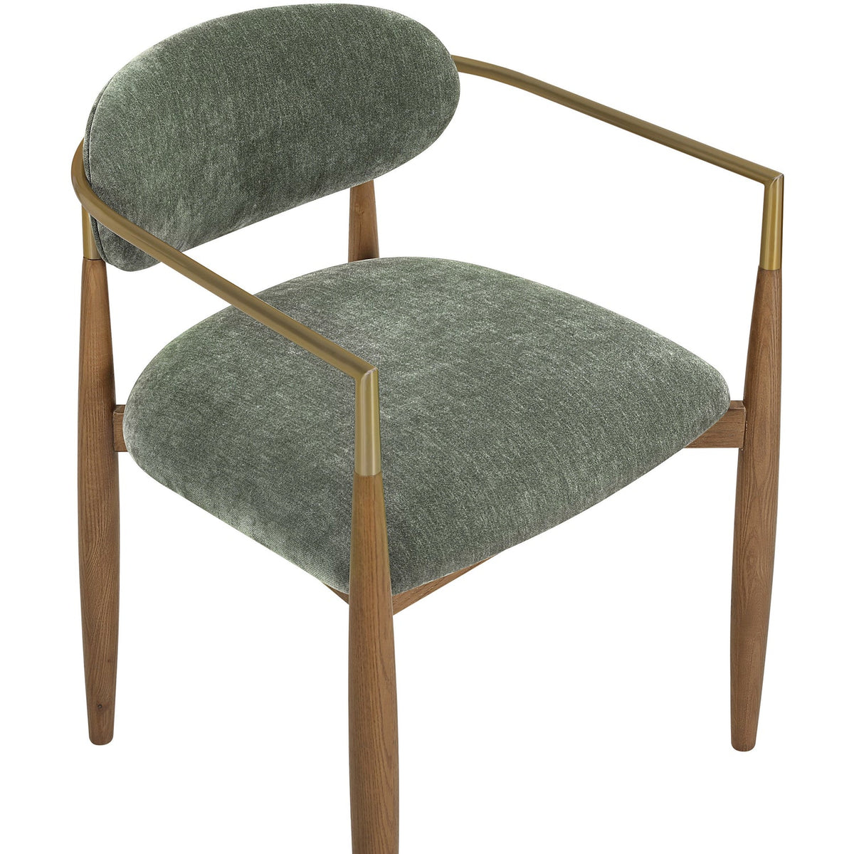 Riccio Olive Performance Fabric Upholstered Dining Arm Chair Set of 2