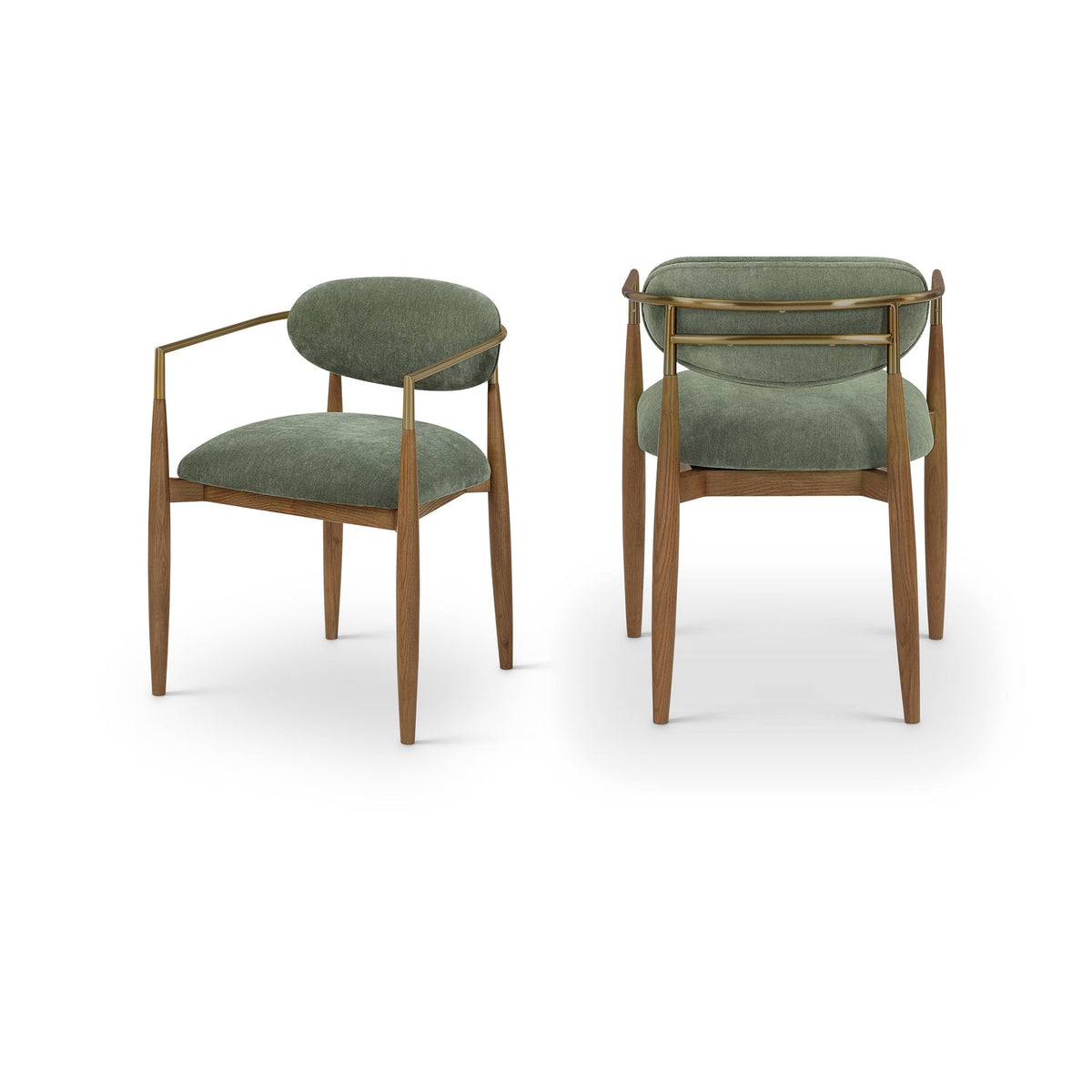 Riccio Olive Performance Fabric Upholstered Dining Arm Chair Set of 2