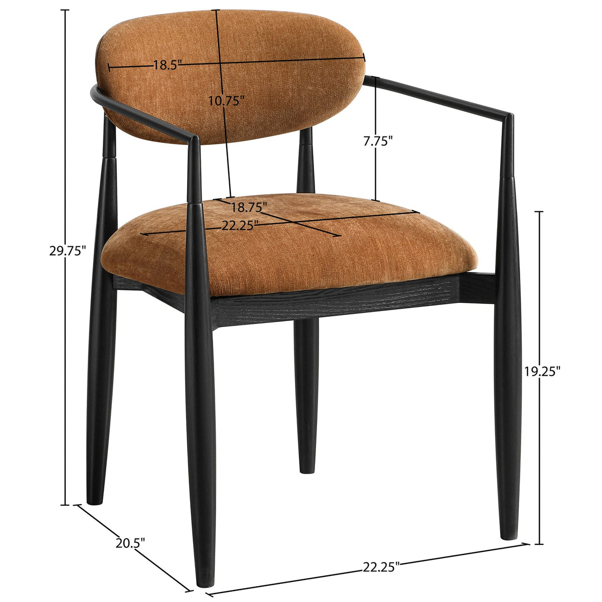 Riccio Cognac Performance Fabric Upholstered Dining Arm Chair Set of 2