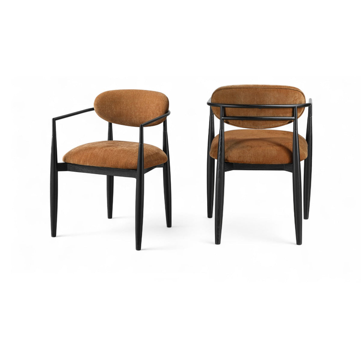 Riccio Cognac Performance Fabric Upholstered Dining Arm Chair Set of 2