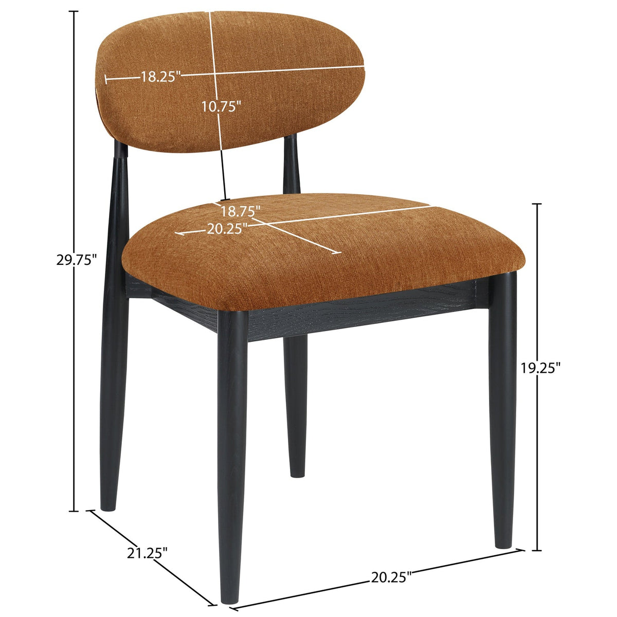 Riccio Cognac Performance Fabric Upholstered Dining Side Chair Set of 2