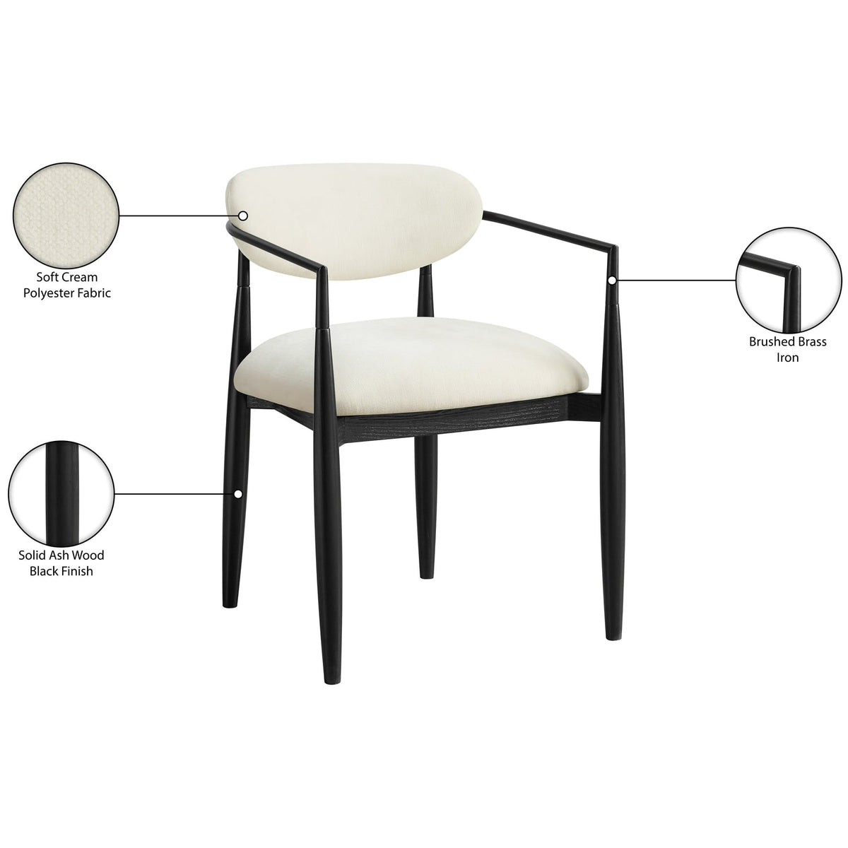 Riccio Cream Performance Fabric Upholstered Dining Arm Chair Set of 2
