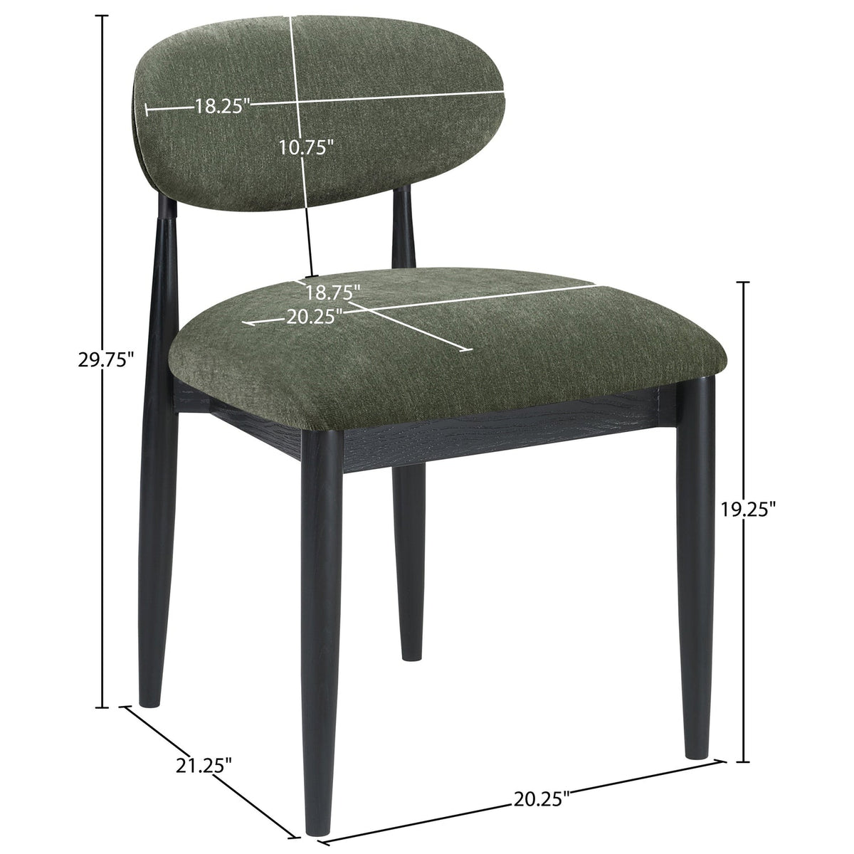 Riccio Olive Performance Fabric Upholstered Dining Side Chair Set of 2