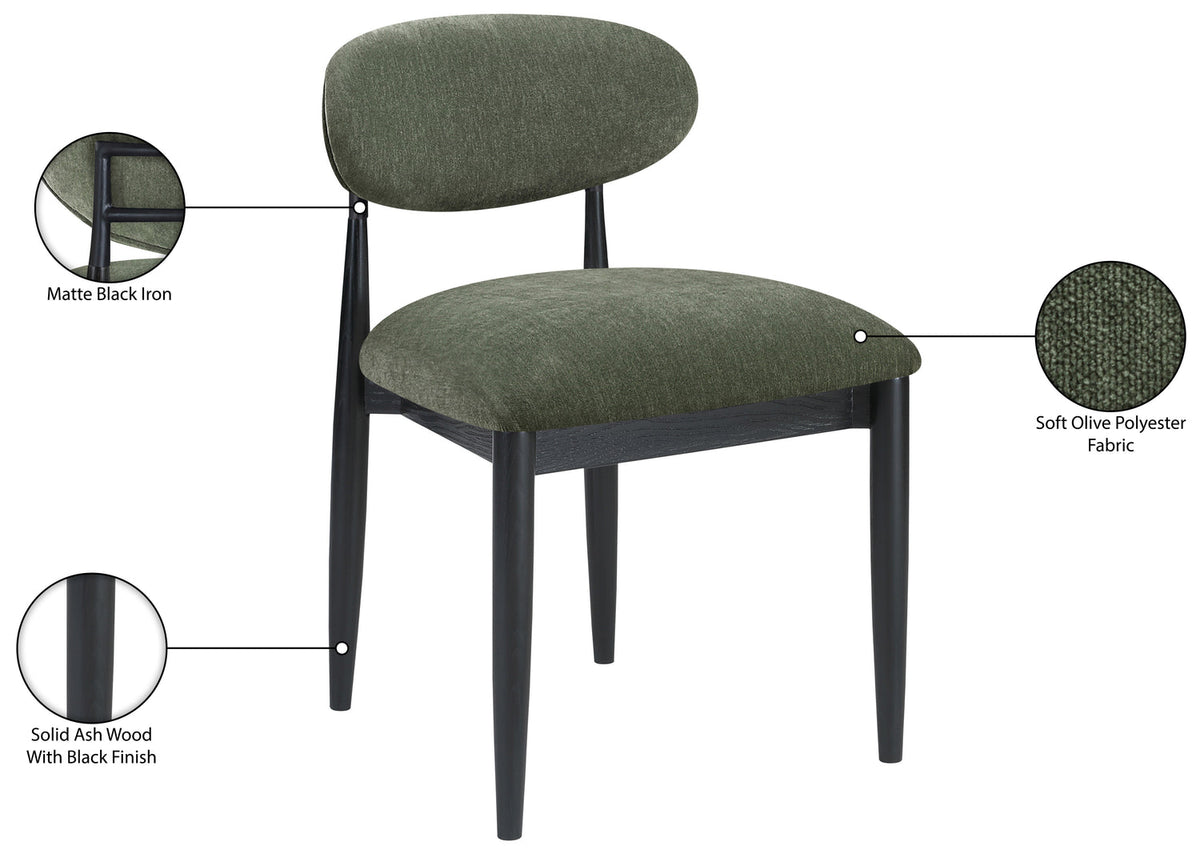 Riccio Olive Performance Fabric Upholstered Dining Side Chair Set of 2