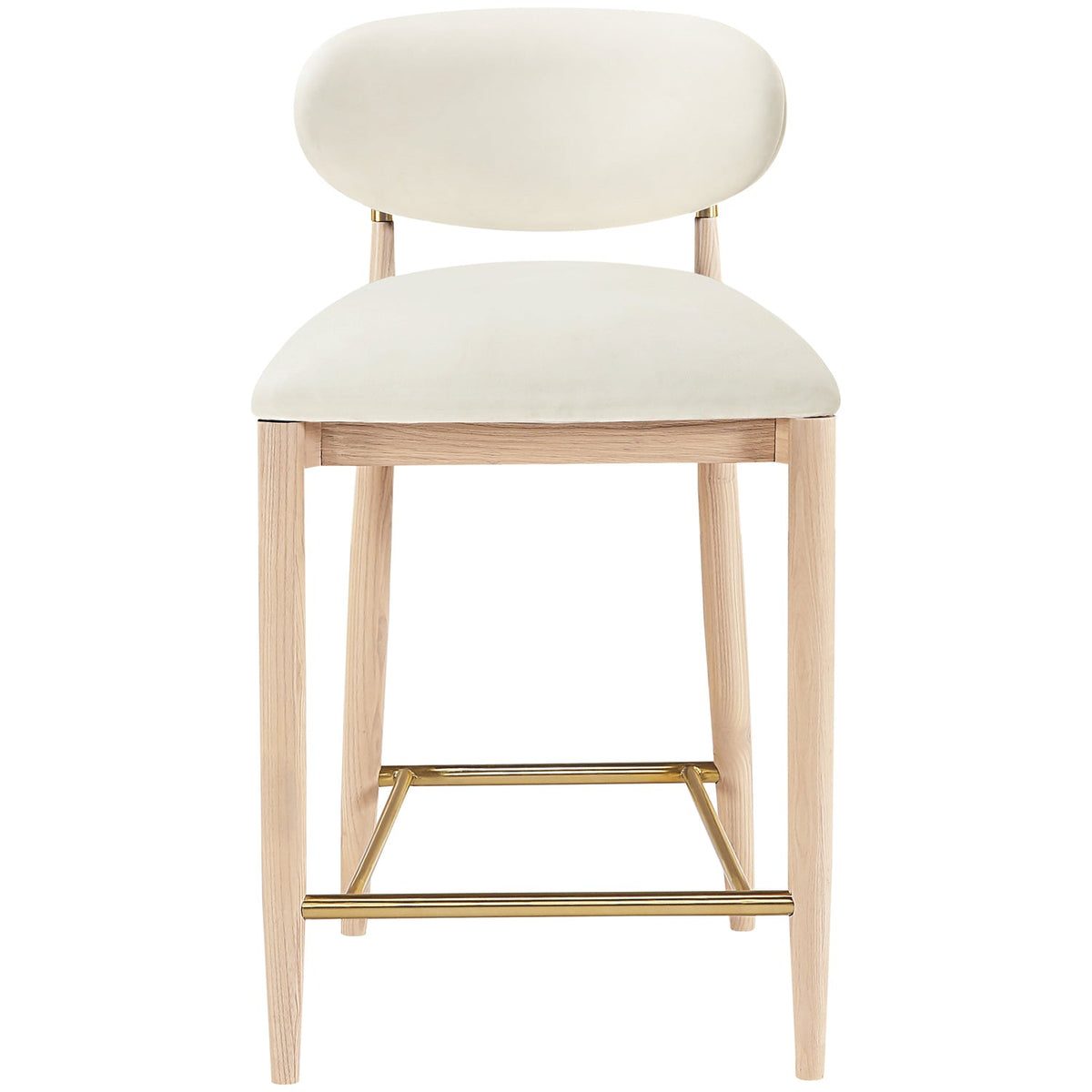 Riccio Cream Vegan Leather Upholstered Stool