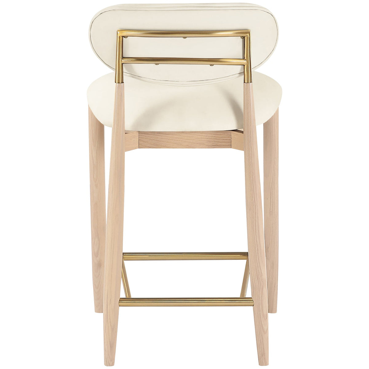 Riccio Cream Vegan Leather Upholstered Stool