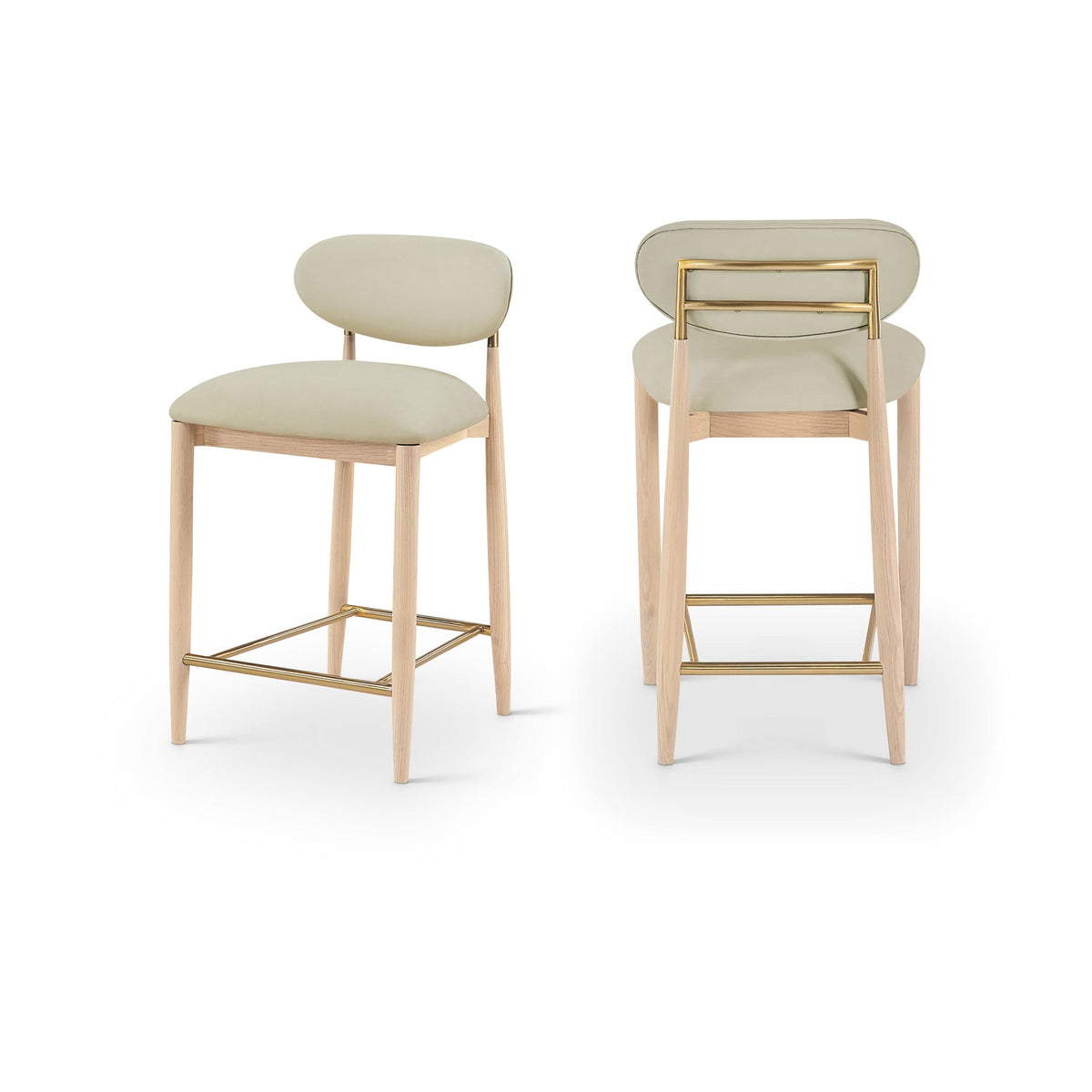 Riccio Taupe Vegan Leather Upholstered Stool