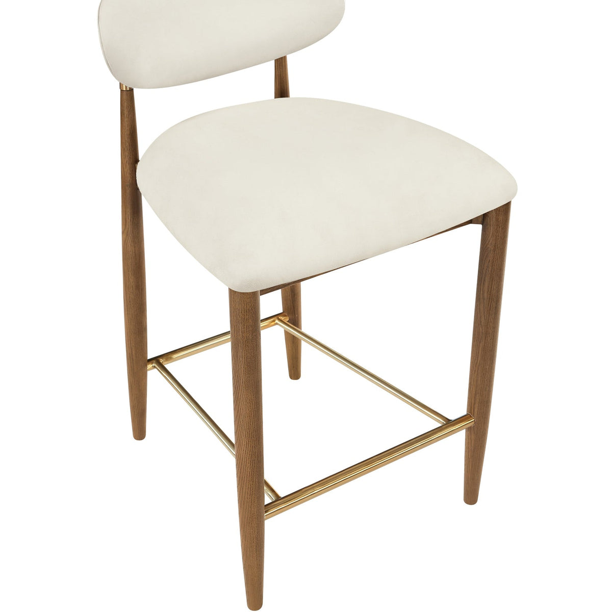 Riccio Cream Vegan Leather Upholstered Stool
