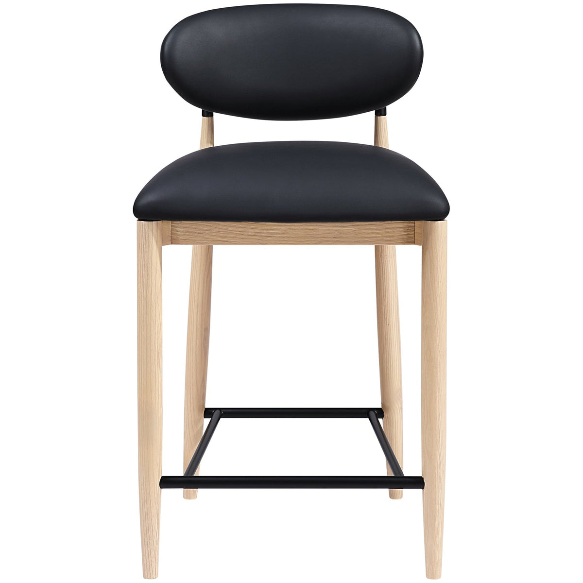Riccio Black Vegan Leather Upholstered Stool