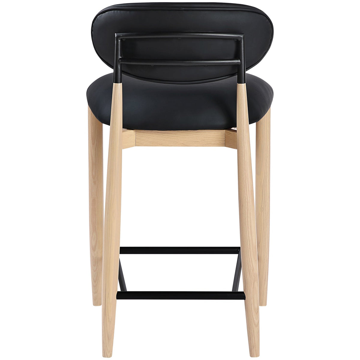 Riccio Black Vegan Leather Upholstered Stool