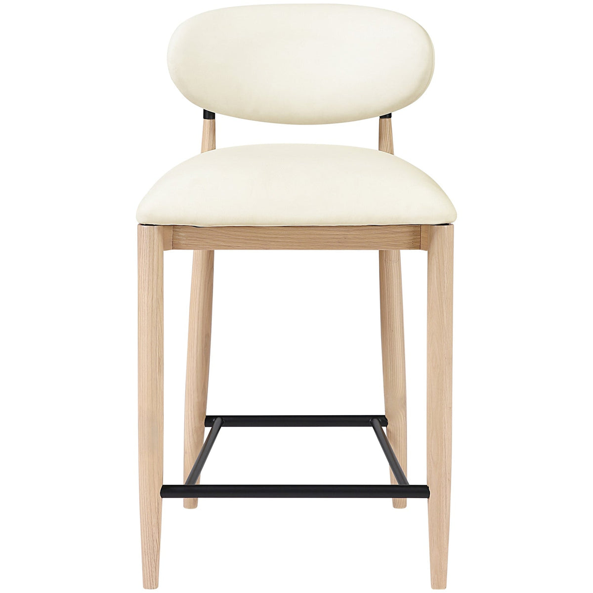 Riccio Cream Vegan Leather Upholstered Stool
