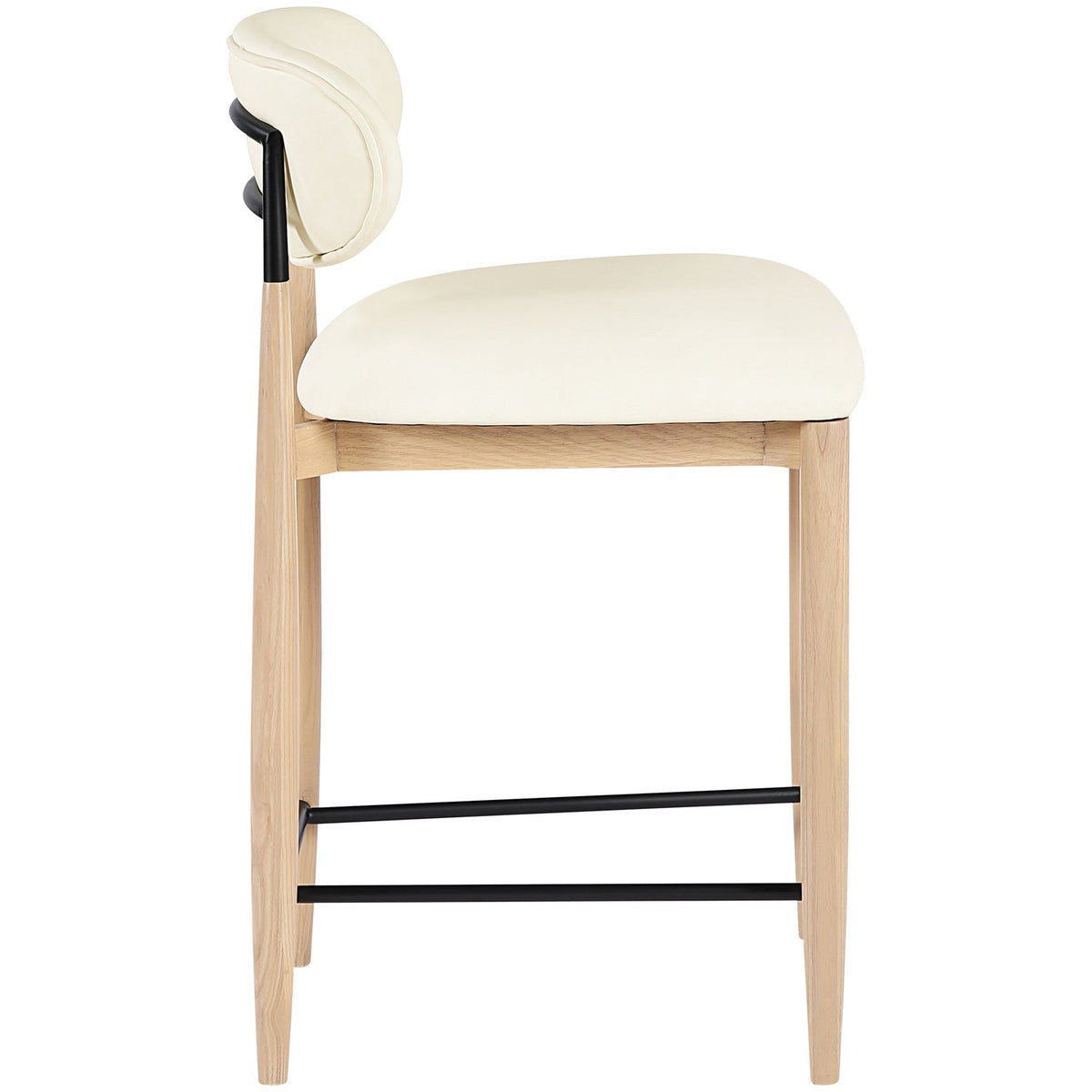 Riccio Cream Vegan Leather Upholstered Stool