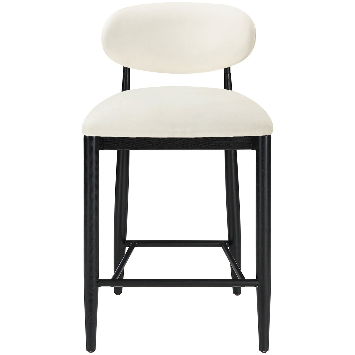 Riccio Cream Vegan Leather Upholstered Stool