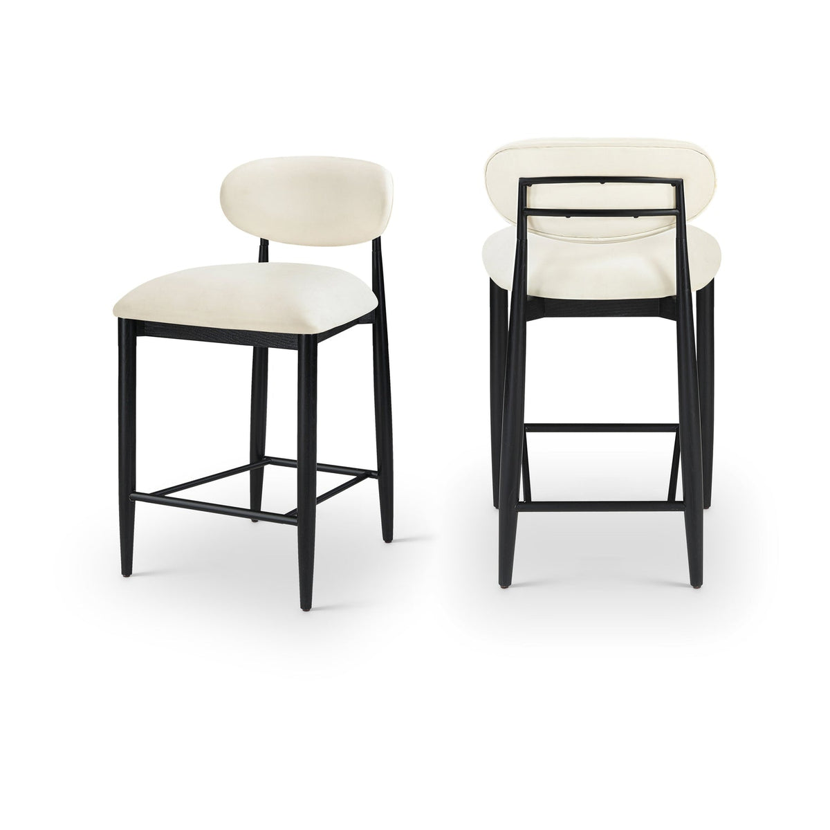Riccio Cream Vegan Leather Upholstered Stool