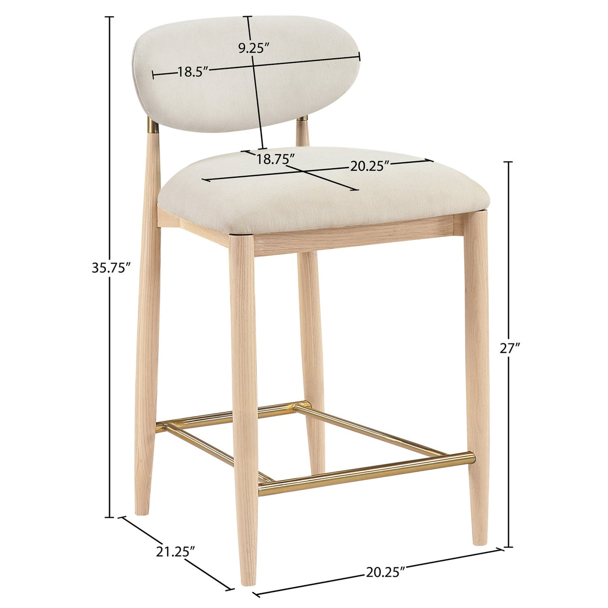 Riccio Cream Performance Fabric Upholstered Stool