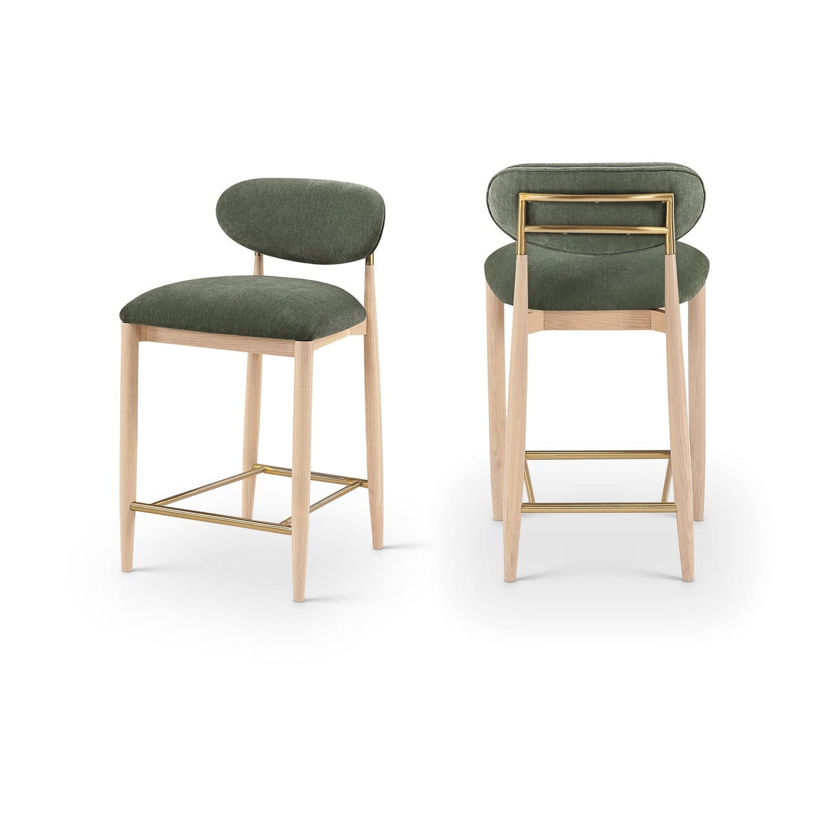 Riccio Olive Performance Fabric Upholstered Stool