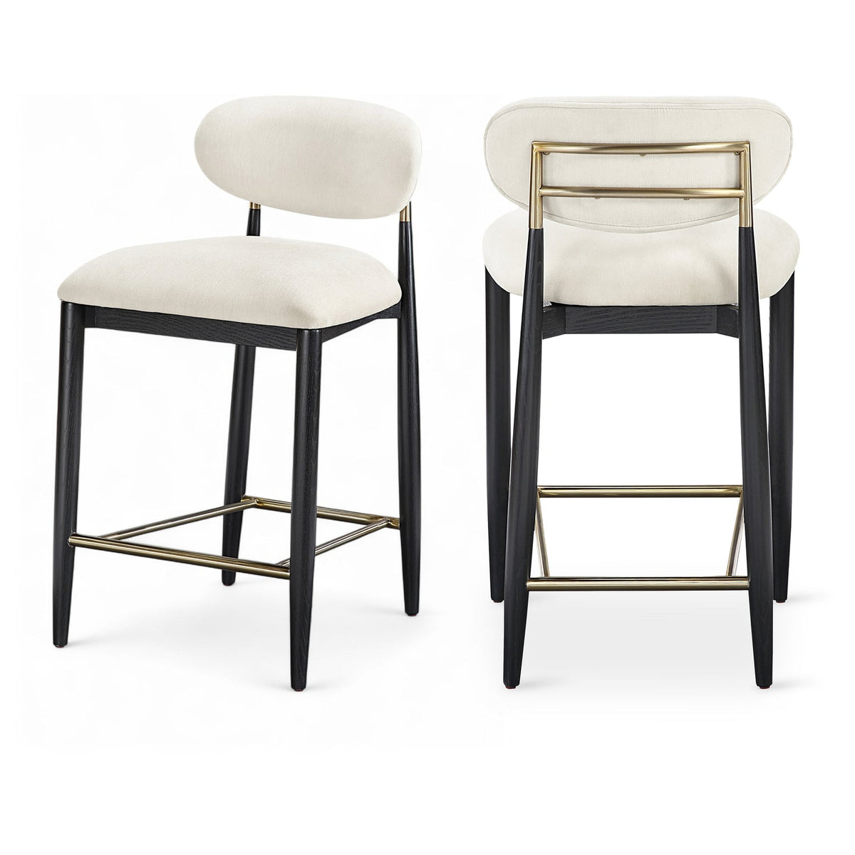 Riccio Cream Performance Fabric Upholstered Stool