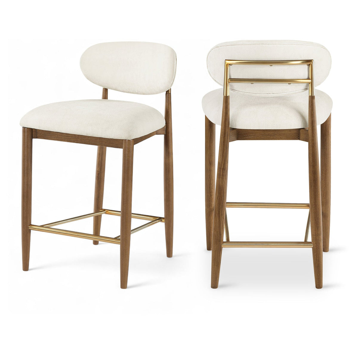 Riccio Cream Performance Fabric Upholstered Stool