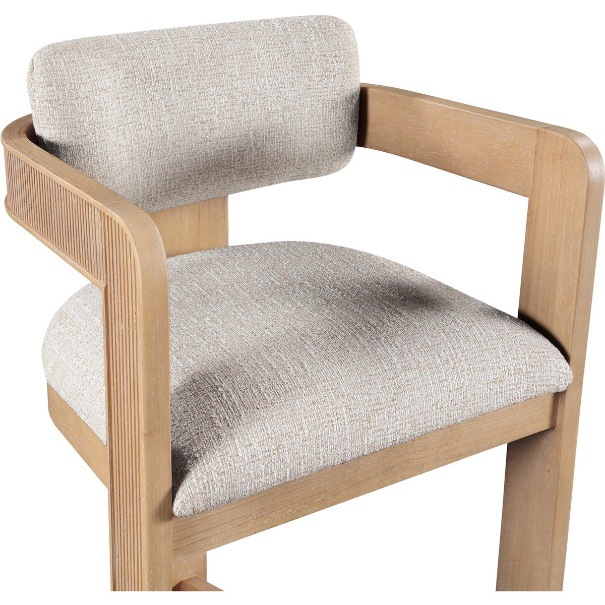Sacha Beige Linen Textured Fabric Upholstered Counter Stool Set of 2